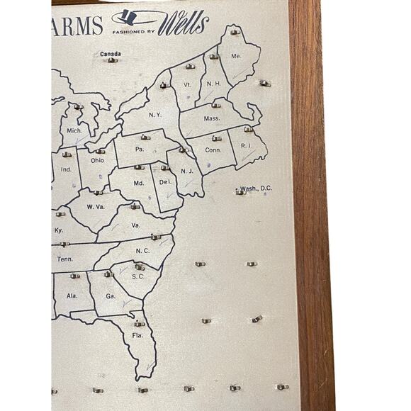 Rare Vintage Wells Sterling Silver State Charms Display Board Picture Frame - Picture 4 of 8